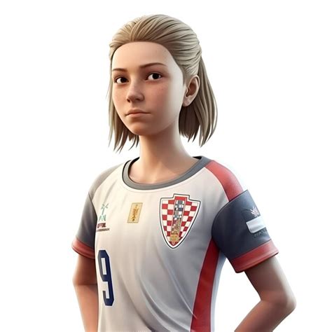 Premium Ai Image D Rendering Of A Female Soccer Player On White