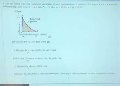 Solved A Mol Sample Of An Ideal Monatomic Gas Is Taken Chegg