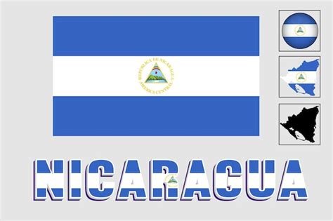 Premium Vector Nicaragua Flag And Map In A Vector Graphic