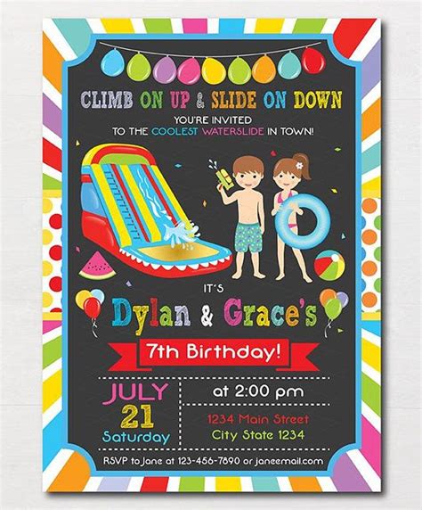 Water Slide Invitation Template Free Printable And Enjoyable Learning