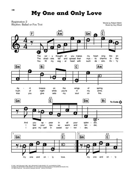 My One And Only Love By Robert Mellin And Guy Wood Sheet Music For E Z Play Today At Sheet Music