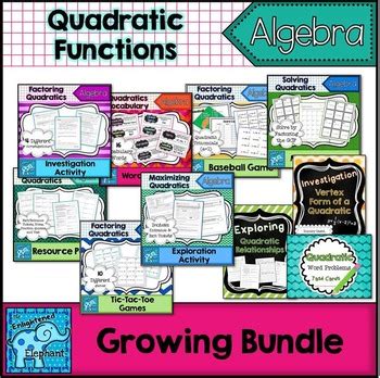 Quadratic Functions Quadratic Equations Resources Activities Growing