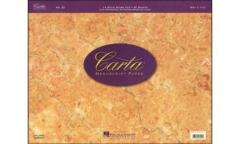 Carta Manuscript Paper No 25 Professional Hal Leonard Corp