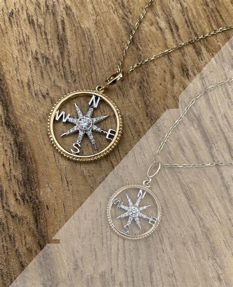 Compass Rose Diamond Pendant Large Modern Jewelers