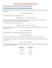 Entropy And Free Energy Practice Problems Worksheet Docx Entropy And