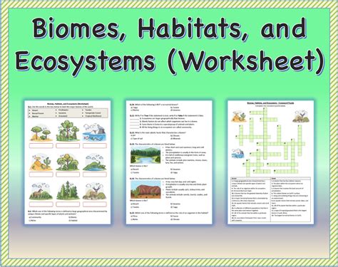 Biomes Habitats And Ecosystems Worksheet Printable And