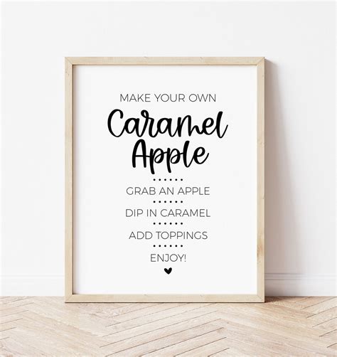 Caramel Apple Sign Make Your Own Dessert Fall Food Bar For Modern