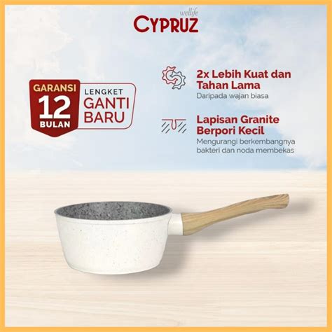 Jual Cypruz Sauce Pan Panci Anti Lengket White Granite Series Shopee