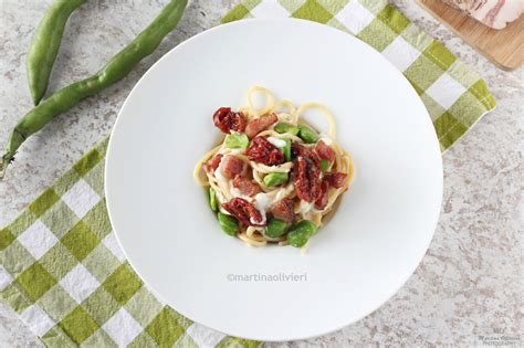 Spaghetti Fave Pecorino Guanciale E Pomodorini Confit