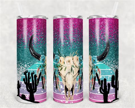 20 Oz Skinny Tumbler Sublimation Design Template Glitter Ombre Etsy