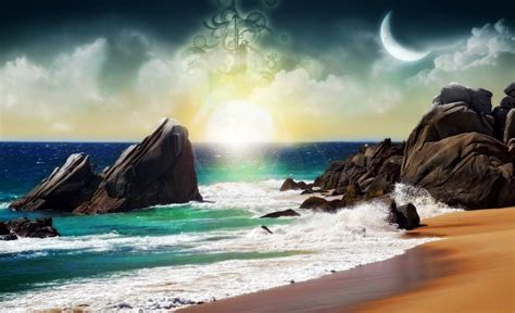 Beach painting, landscape HD wallpaper | Wallpaper Flare