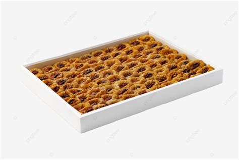 White Boxed Turkish Baklava Dessert Captured In Isolation On A White