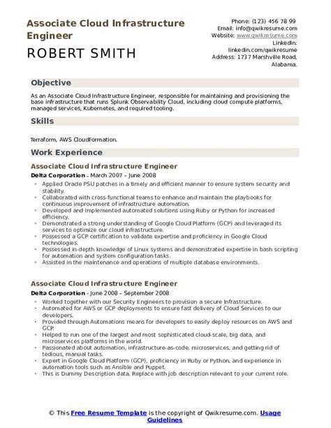 Cloud Infrastructure Engineer Resume Samples Qwikresume