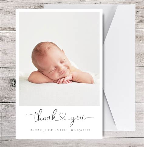 Baby Thank You Cards Baby Thank You Card With Photo Etsy Uk