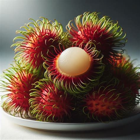 Rambutan Tree White Background Premium Ai Generated Image