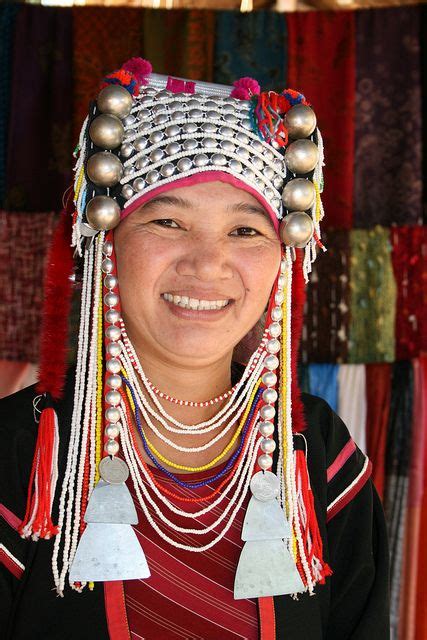 Akha Tribes Women Adorned In Traditional Headdress Tribes Women