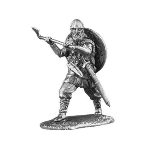 Viking With Ax And Shield Viking Miniature Tin Metal Figurine Etsy