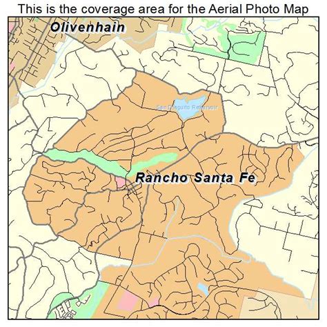 Aerial Photography Map of Rancho Santa Fe, CA California