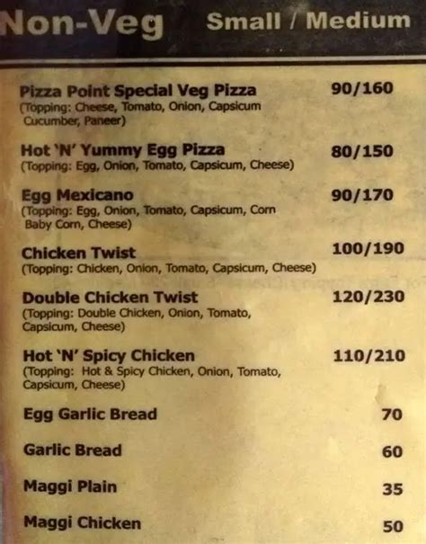 Pizza Point Menu Menu For Pizza Point Qutab Institutional Area New