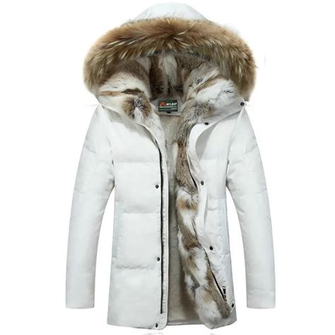 S 5xl Luxury Mans Winter Thick Jackets Coats Real Raccoon Fur Collar Hooded Outwear Parka Coats