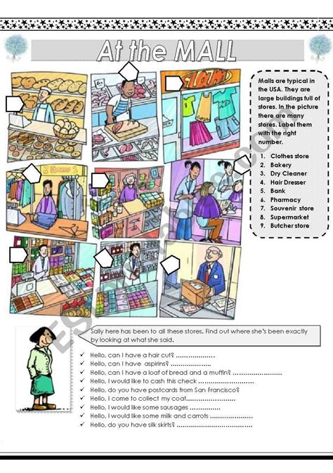 At The Mall Stores Esl Worksheet By Pastanaga