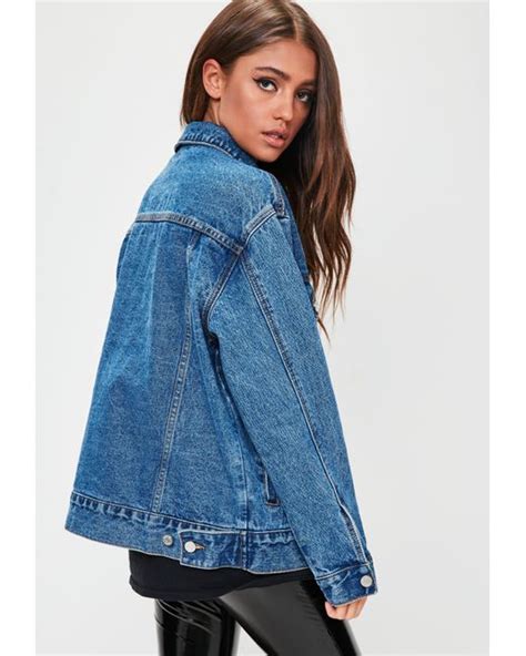 Lyst Missguided Blue Oversized Denim Jacket In Blue Save 13