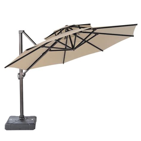 Crestlive Products 12 Ft Tan Slide Tilt Cantilever Patio Umbrella In