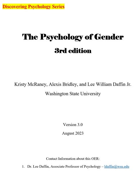 Cover Image The Psychology Of Gender