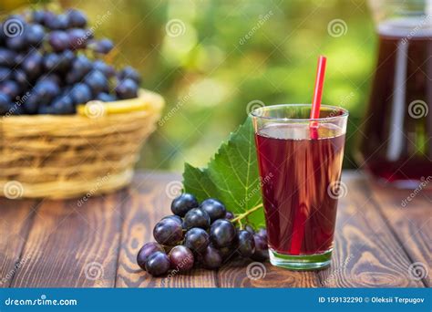 Grape Juice In Glass Stock Photo Image Of Bunch Blue 159132290