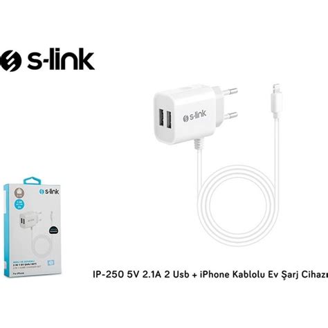 S link IP 250 5V 2 1A 2 Usb iPhone Uyumlu Kablolu Ev Şarj Fiyatı