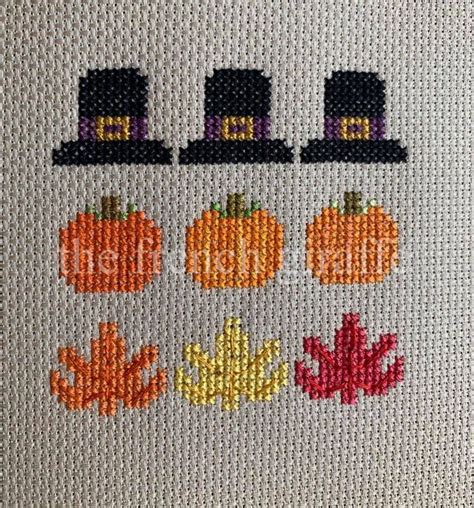 X Cross Stitch Mini Thanksgiving Sampler Pumpkins And Pilgrims