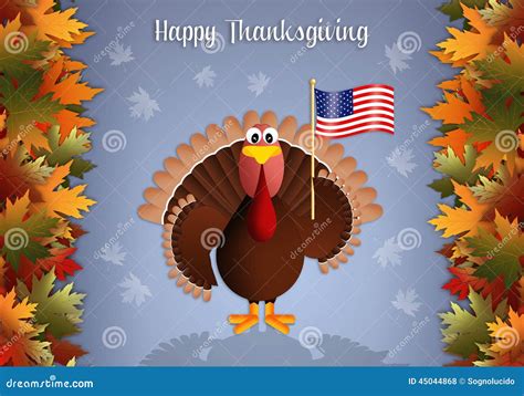 Turkey With American Flag For Thanksgiving Stock Illustration Image