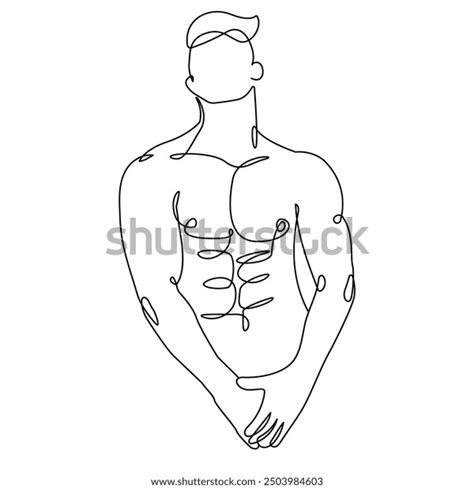 Continuous One Line Drawing Naked Male Stock Vector Royalty Free Shutterstock