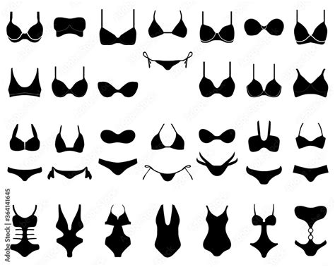 Black Silhouettes Of Swimwear And Bikini On A White Background Stock Vector Adobe Stock