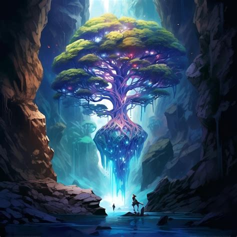 Premium AI Image | A fantasy world tree background wallpaper