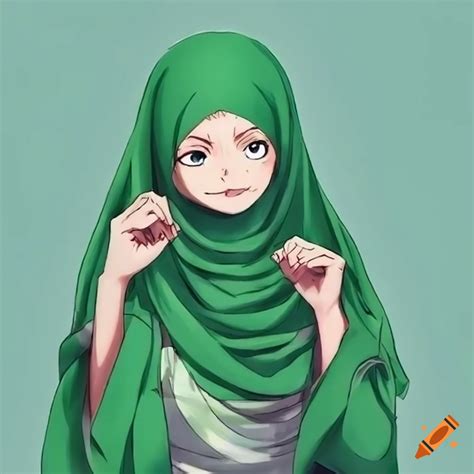 Girl Wearing Green Hijab From One Piece Anime On Craiyon