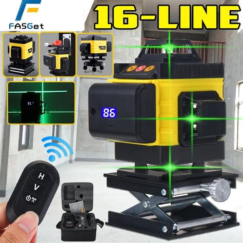 FASGET 16 Lines 4D 360 Laser Level Nivel Laser Leveling Device Green