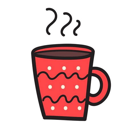 Red Mug Of Hot Doodle Tea Vector Art At Vecteezy