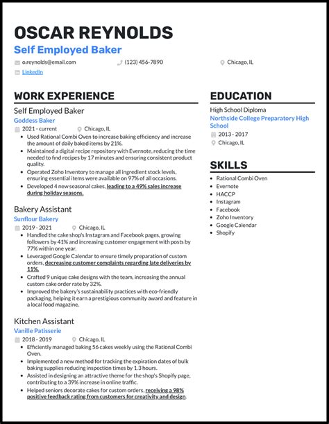 7 Baker Resume Examples And Guide