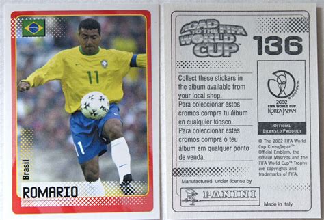 Panini Soccer Sticker Card Romario No 136 Brasil Road To World Cup