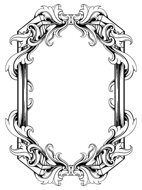 Premium Vector Vector Black And White Engraved Frame Sketch Design