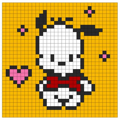 Sanrio Pochacco 2d Pixel Art Pix Brix 31x31 Dark Palette Perler Bead