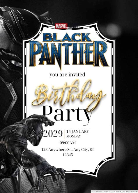 Free Editable Black Panther Birthday Invitation Download Hundreds Free Printable Birthday