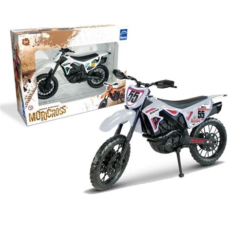 Brinquedo Moto Cross Trilha Racing Branca C Pneus Borracha Submarino