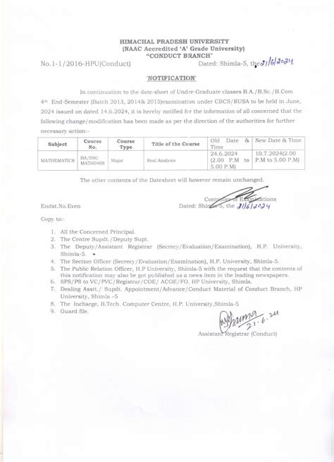 HPU Date Sheet 2024 Released Hpuniv Ac In Check UG PG Date Sheet