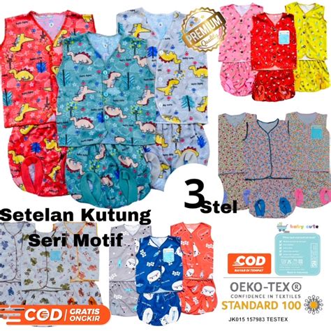 Jual Stelan Kutung Baju Celana Bayi Newborn Baru Lahir Seri Motif Per