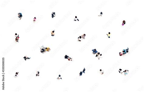 Group Of People Top View In Focus On White Background Social Distancing