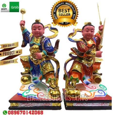 Promo Patung Dewa Jinzha 金咤 Dan Muzha 木咤 Full Kayu Taiwan 16 Inch