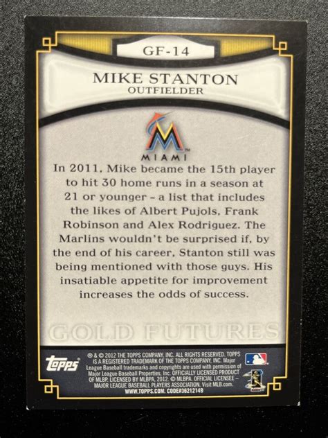 Giancarlo Mike Stanton Topps Gold Futures Gf Marlins Ebay