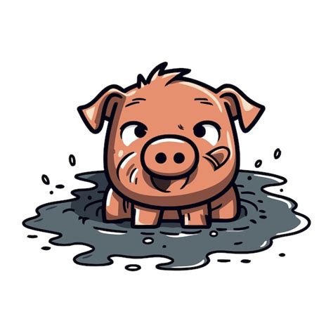 Premium Vector Cute Pig In Water Vector Illustration Isolated On